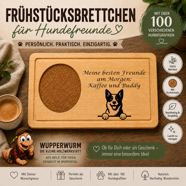 Australian Cattle Dog: Personalisiertes Frühstücksbrettchen für Hundefreunde – mit Wunschgravur & Hundemotiv