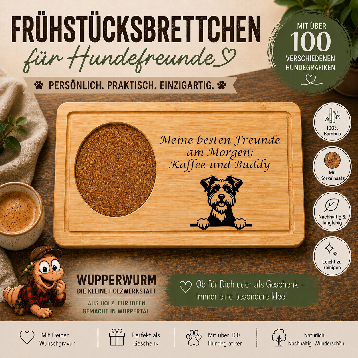 Australian Terrier: Personalisiertes Frühstücksbrettchen für Hundefreunde – mit Wunschgravur & Hundemotiv