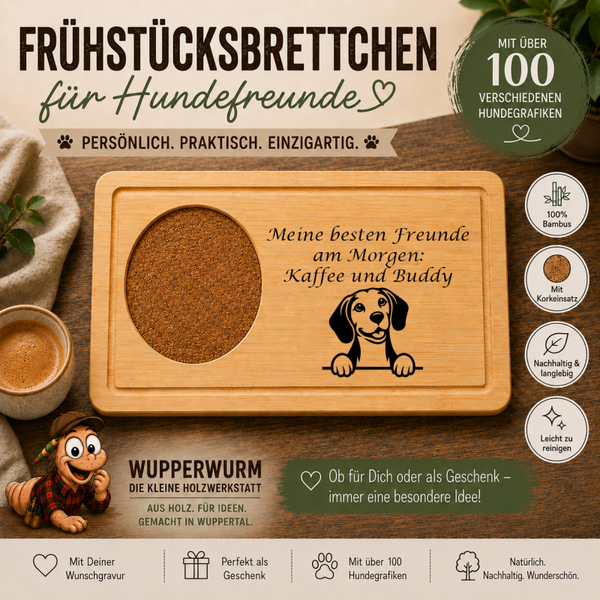 Beagle: Personalisiertes Frühstücksbrettchen für Hundefreunde – mit Wunschgravur & Hundemotiv