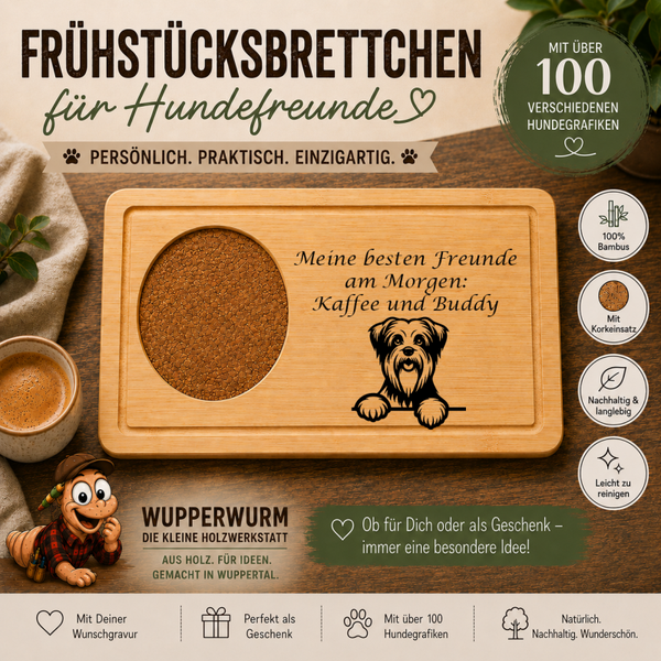 Biewer Terrier: Personalisiertes Frühstücksbrettchen für Hundefreunde – mit Wunschgravur & Hundemotiv