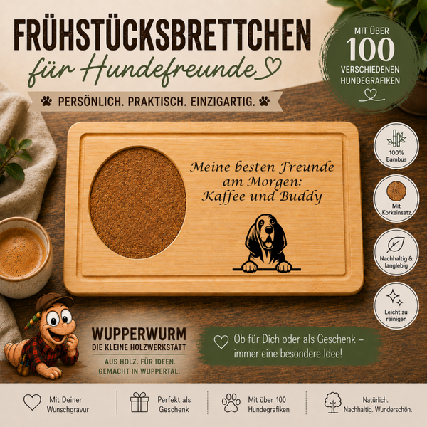 Bloodhound: Personalisiertes Frühstücksbrettchen für Hundefreunde – mit Wunschgravur & Hundemotiv