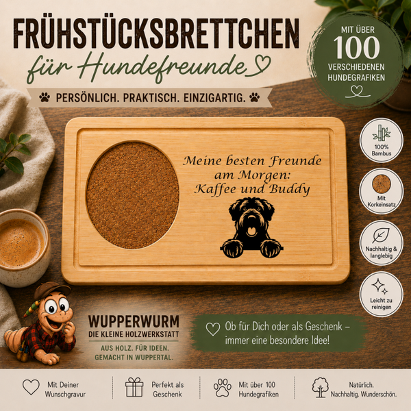 Bouvier Des Flandres: Personalisiertes Frühstücksbrettchen für Hundefreunde – mit Wunschgravur & Hundemotiv