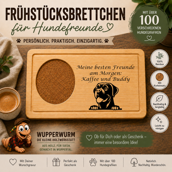 Cane Corso: Personalisiertes Frühstücksbrettchen für Hundefreunde – mit Wunschgravur & Hundemotiv
