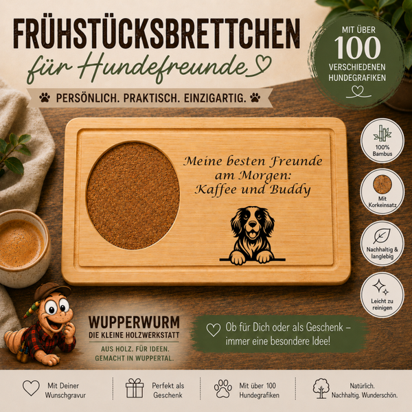Clumber Spaniel: Personalisiertes Frühstücksbrettchen für Hundefreunde – mit Wunschgravur & Hundemotiv