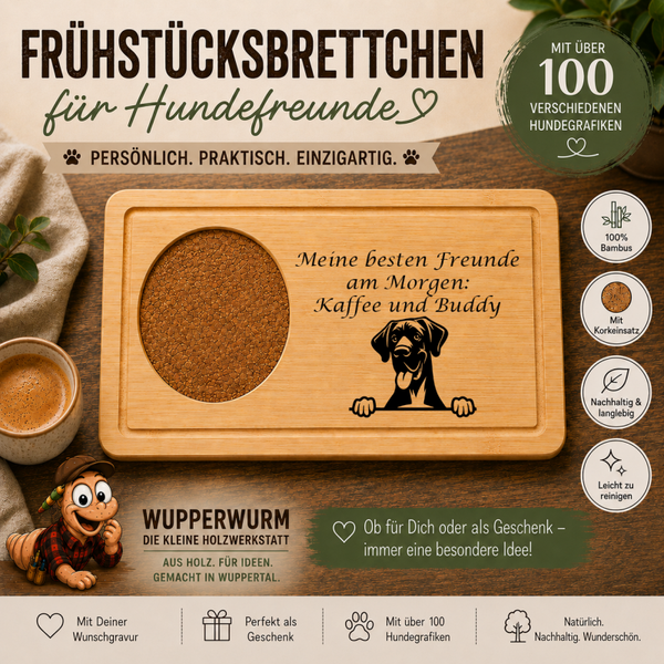 Deutsche Dogge: Personalisiertes Frühstücksbrettchen für Hundefreunde – mit Wunschgravur & Hundemotiv