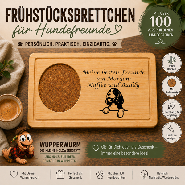 Englischer Springer Spaniel: Personalisiertes Frühstücksbrettchen für Hundefreunde – mit Wunschgravur & Hundemotiv