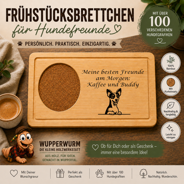 Foxterrier: Personalisiertes Frühstücksbrettchen für Hundefreunde – mit Wunschgravur & Hundemotiv