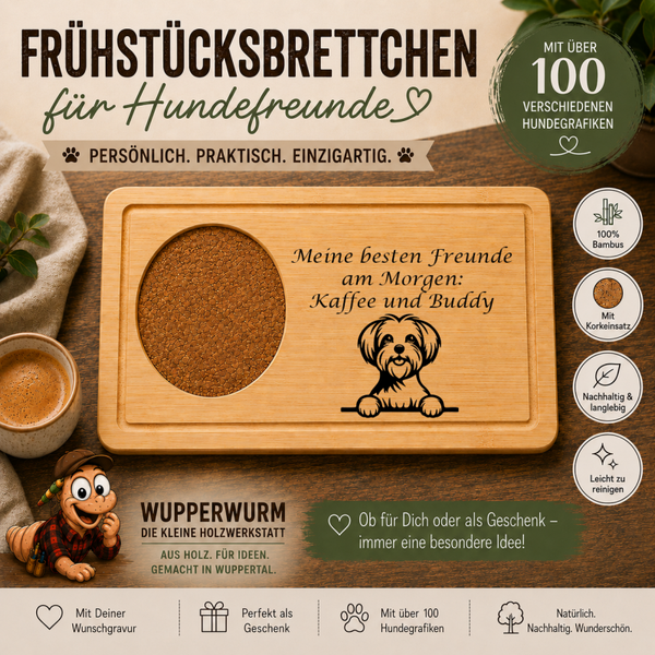Malteser: Personalisiertes Frühstücksbrettchen für Hundefreunde – mit Wunschgravur & Hundemotiv