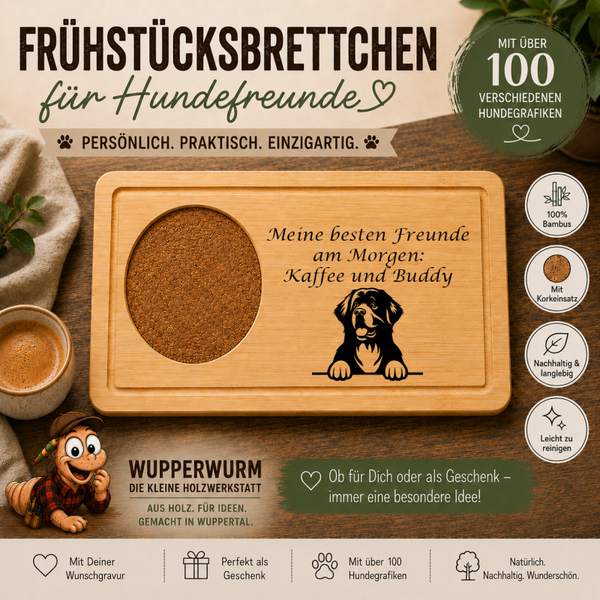 Neufundländer: Personalisiertes Frühstücksbrettchen für Hundefreunde – mit Wunschgravur & Hundemotiv
