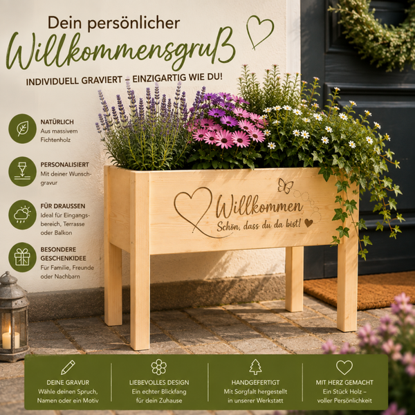 Personalisiertes Hochbeet mit Gravur