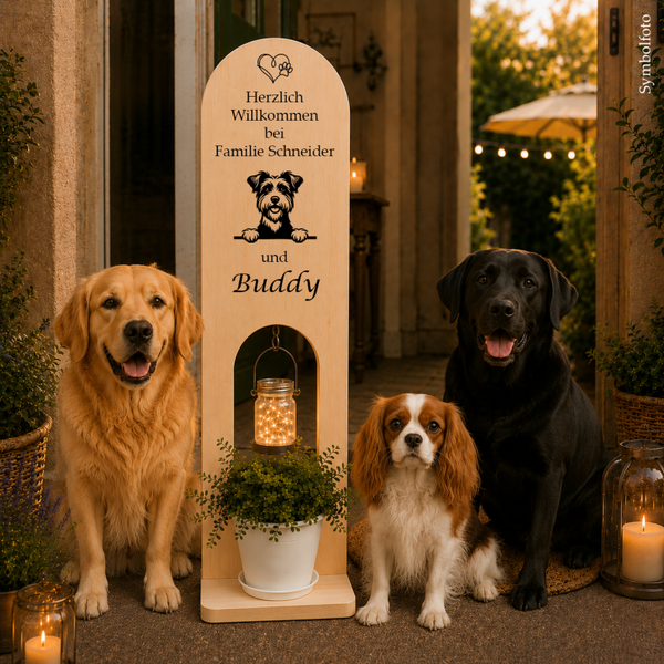 Australian Terrier: Personalisiertes Willkommensschild aus Holz – unser einzigartiger Willkommensständer für Hundefreunde