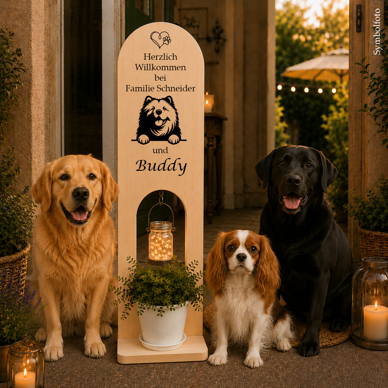 Chow Chow: Personalisiertes Willkommensschild aus Holz – unser einzigartiger Willkommensständer für Hundefreunde