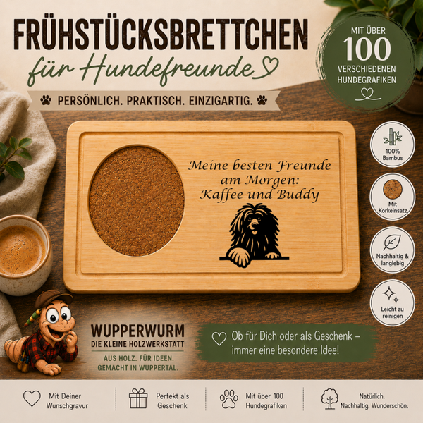 Puli: Personalisiertes Frühstücksbrettchen für Hundefreunde – mit Wunschgravur & Hundemotiv