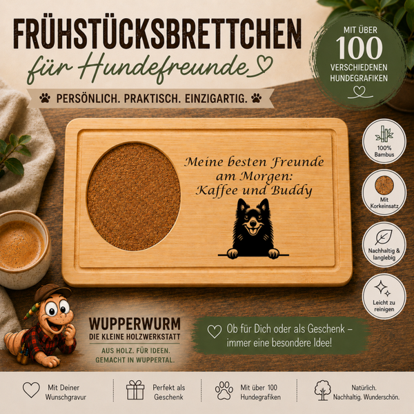 Schipperke: Personalisiertes Frühstücksbrettchen für Hundefreunde – mit Wunschgravur & Hundemotiv