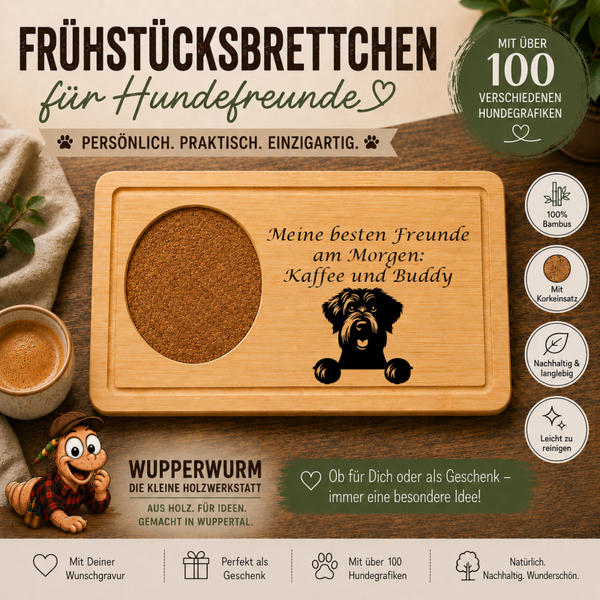 Schwarzer Russischer Terrier: Personalisiertes Frühstücksbrettchen für Hundefreunde – mit Wunschgravur & Hundemotiv