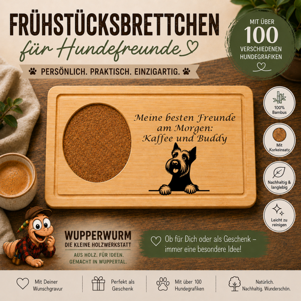 Scottish Terrier: Personalisiertes Frühstücksbrettchen für Hundefreunde – mit Wunschgravur & Hundemotiv