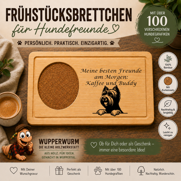 Skye Terrier: Personalisiertes Frühstücksbrettchen für Hundefreunde – mit Wunschgravur & Hundemotiv