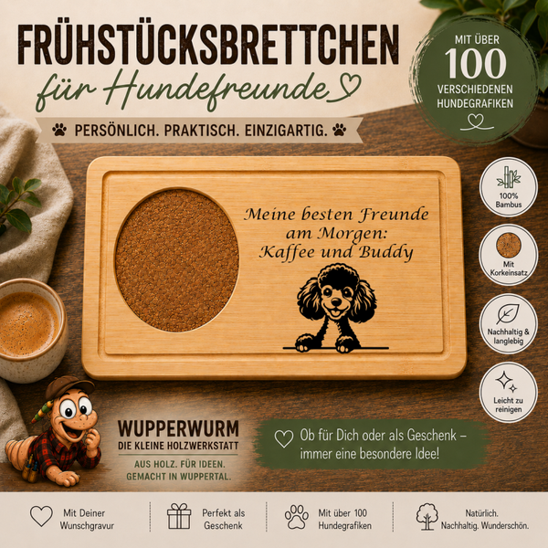Toypudel: Personalisiertes Frühstücksbrettchen für Hundefreunde – mit Wunschgravur & Hundemotiv