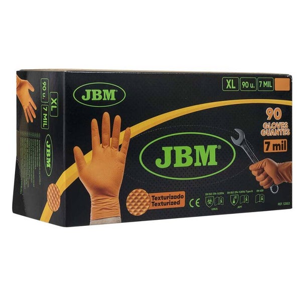 GANTS ORANGES EN NITRILE JBM (100 GANTS)