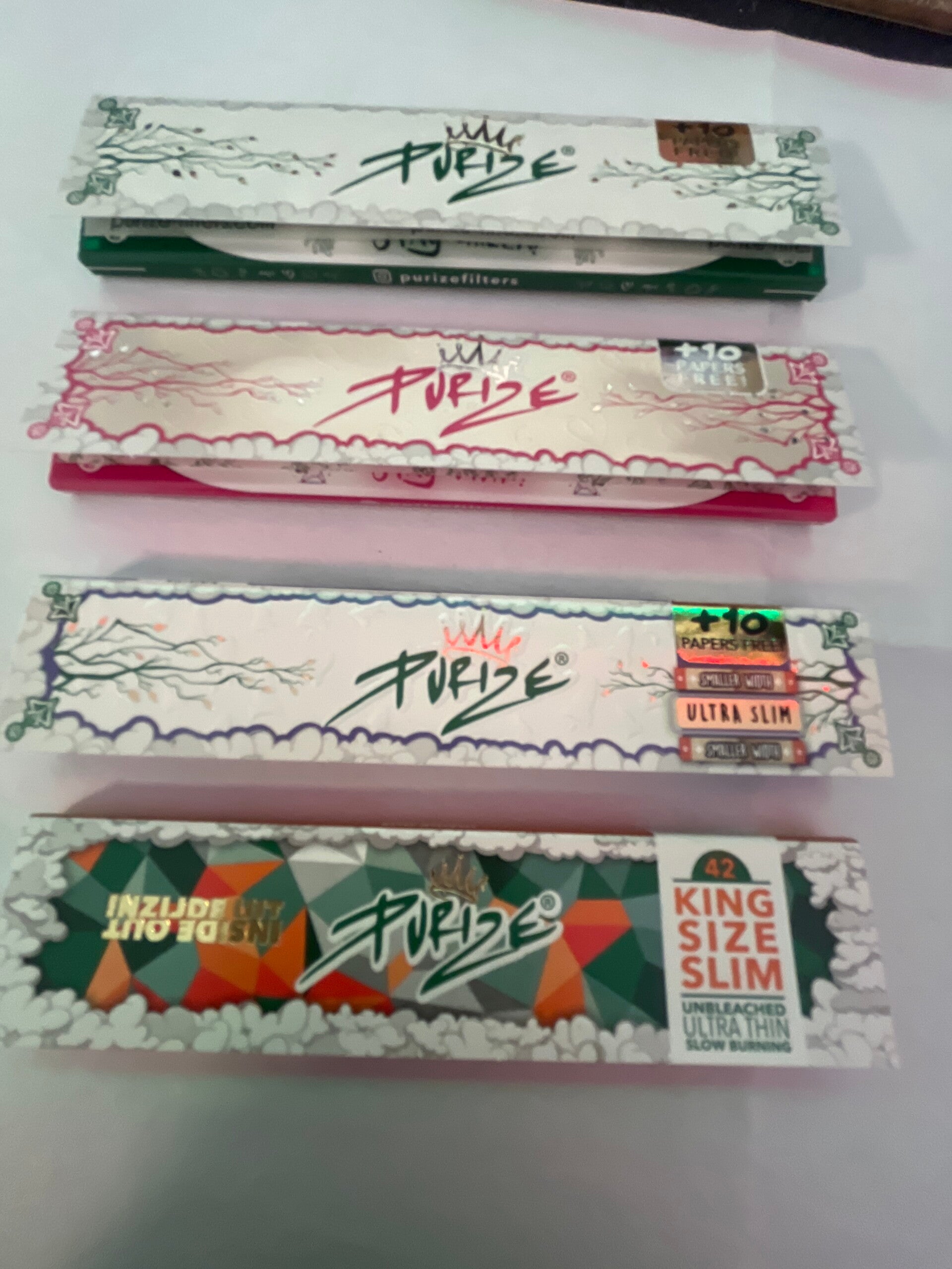 Purize papers in verschieden Farben