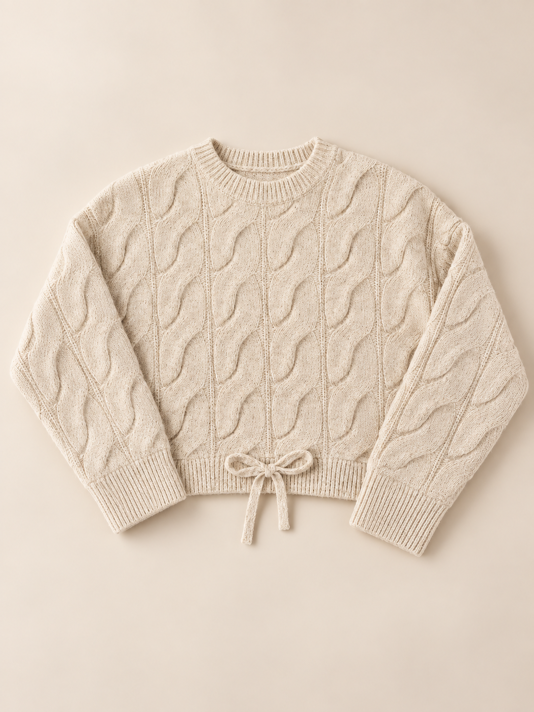 Pull court torsadé  écru