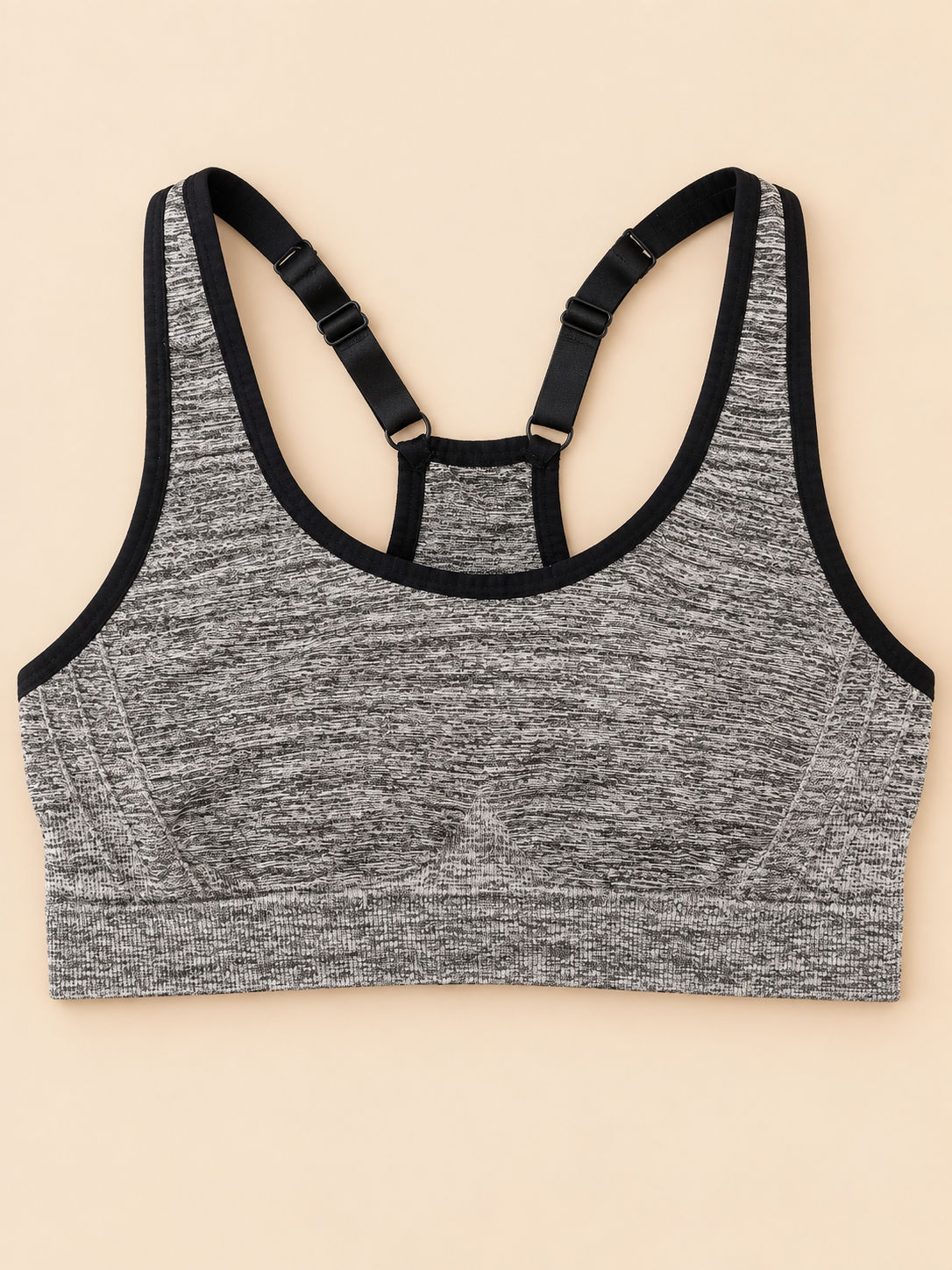 Brassière de sport grise chinée dos nageur