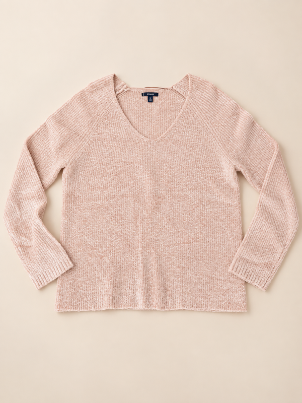 Pull rose poudré en maille douce