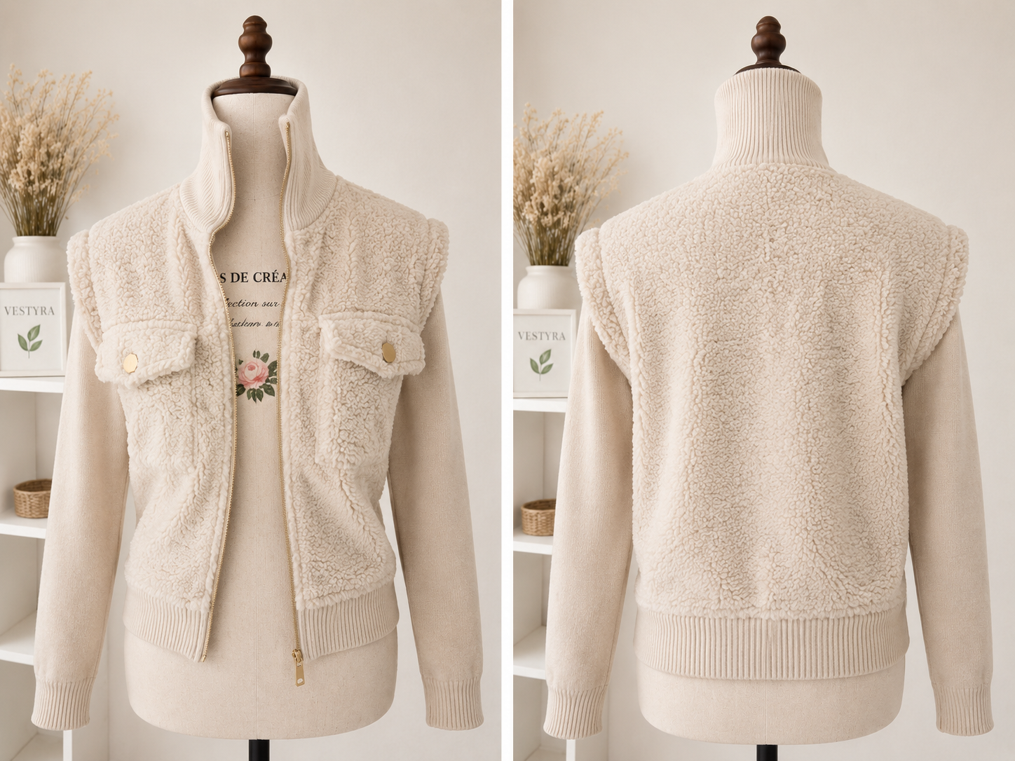 Gilet zippé effet sherpa