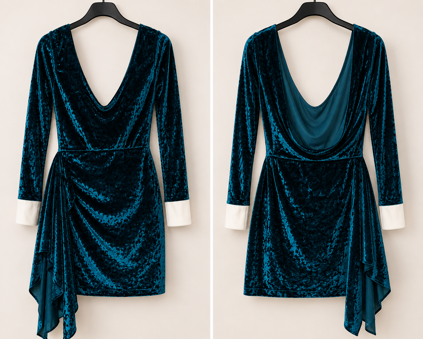 Robe en velours vert pétrole – Création Vestyra