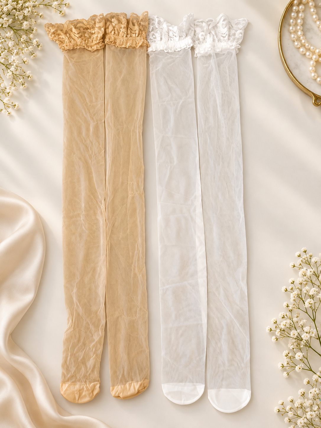 Bas transparents dentelle – lot de 2 paires