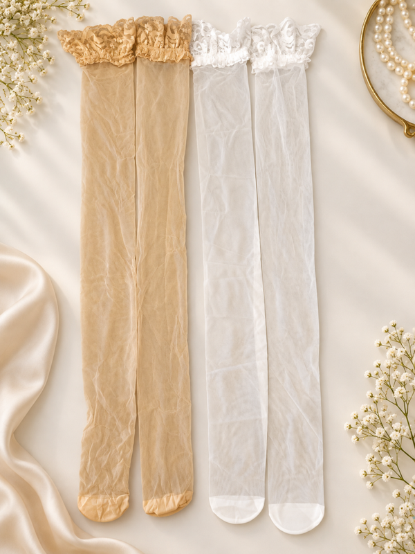 Bas transparents dentelle – lot de 2 paires