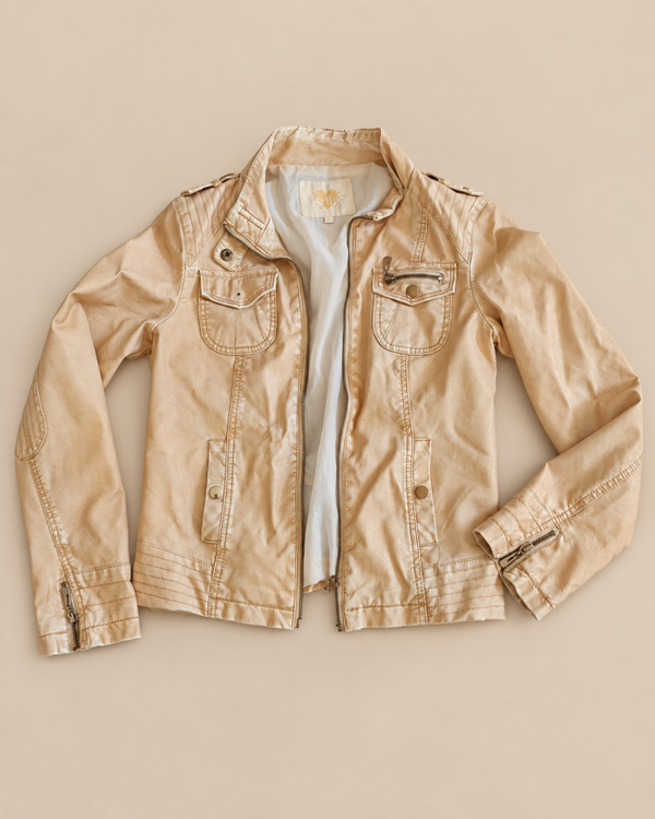 Veste beige en simili cuir – Taille M