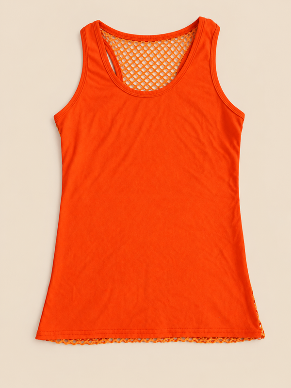Débardeur orange fluo résille