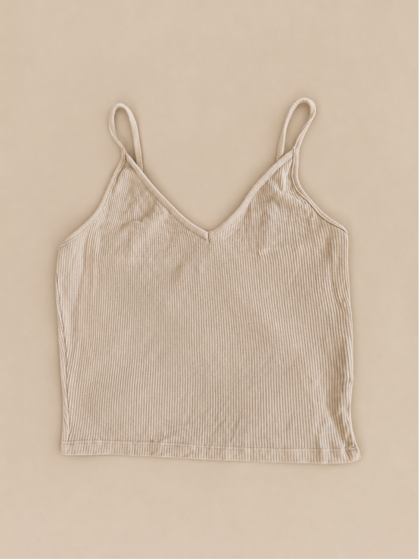 Débardeur côtelé beige Jennyfer