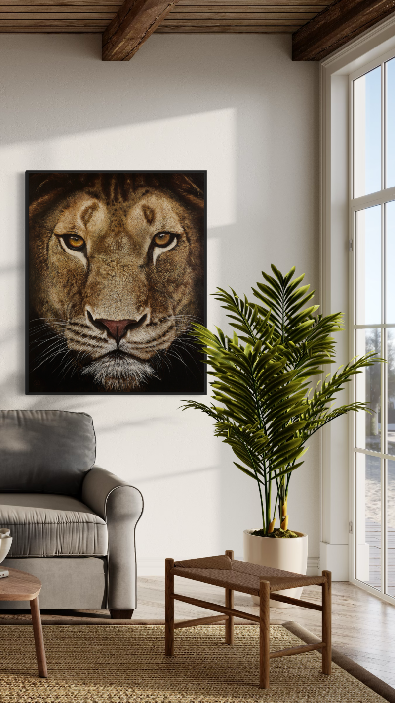 Queeny the lioness - original oil painting, artwork