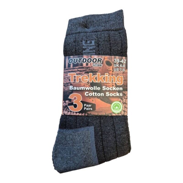 Trekking sokken - 3 paar - grijs