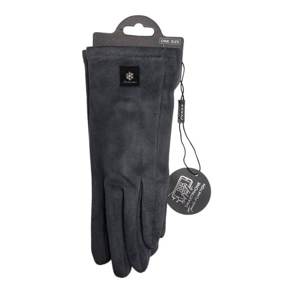 Handschoen suede look grijs