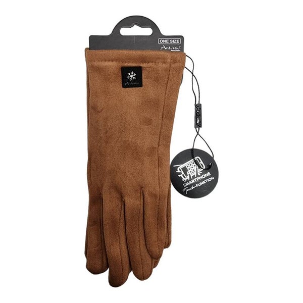 Handschoen suede look bruin