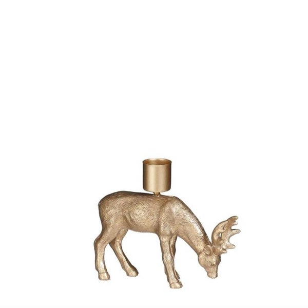 Kandelaar hert goud  12 x 3 x 10,5 cm