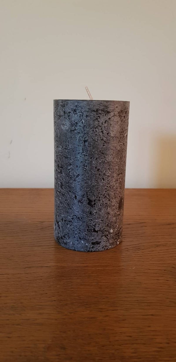 Kaars rustiek antraciet 13 cm, dia. 6,8 cm