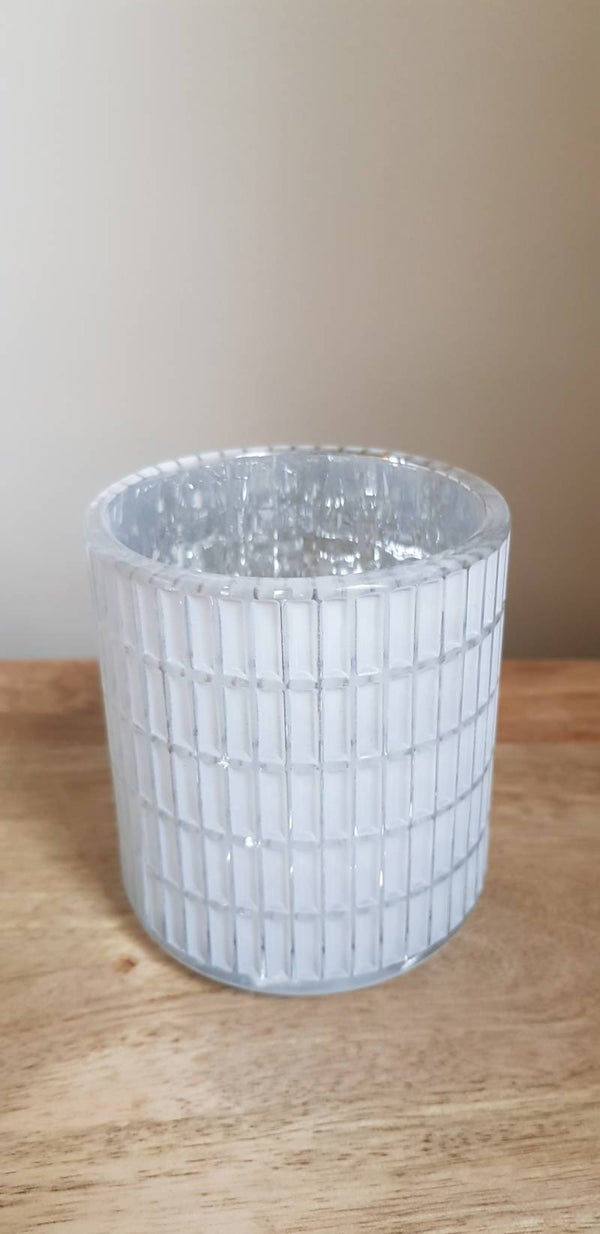 Theelichthouder ø 8 x 9 cm Wit Rechthoek