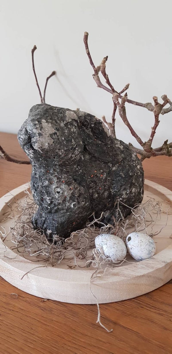 Konijn aardewerk L 17,5 x 10 x 14,5 cm grijs