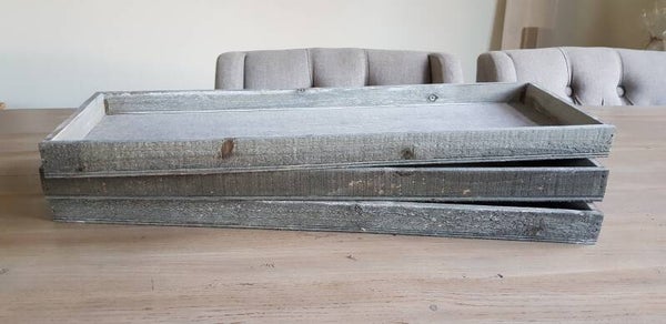 Houten tray rechthoek greywash 60 x 20 cm