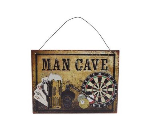 Hanger "Man cave" metaal 20 x 15 cm