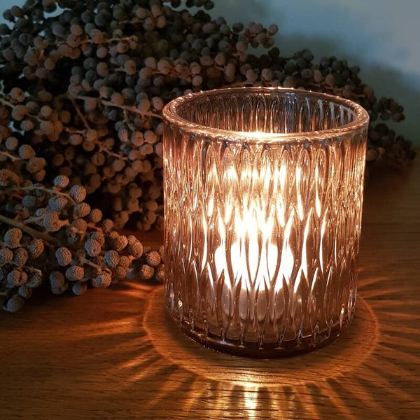 Waxinelichthouder 'Cathy' grijs 9 x 8 cm