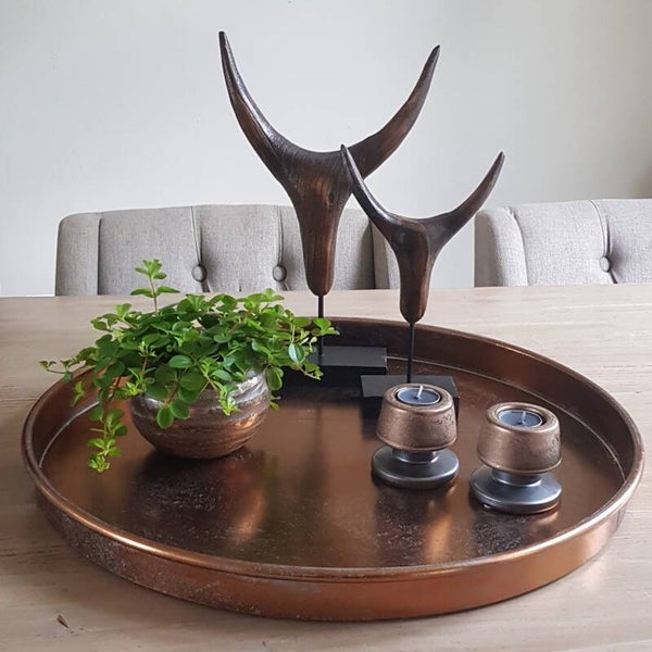 Dienblad metaal dia 57 cm Antiek bruin