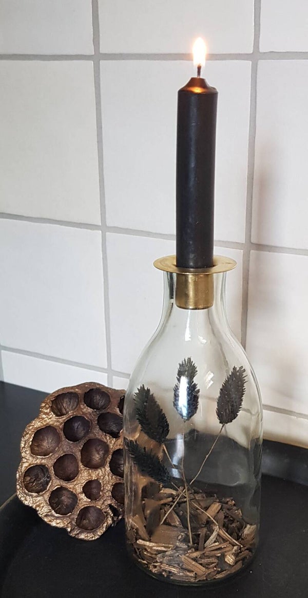 Kaarsenhouder op fles dia 9 x 22 cm