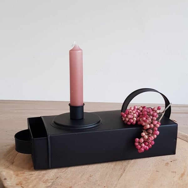 Candle holder 'Masma' 24 x 10 x 10 cm zwart