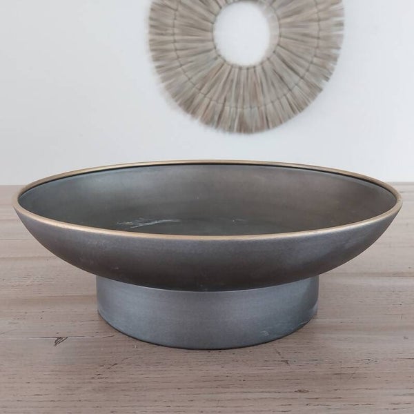 Tray metal dia 28 x 10 cm Antique silver