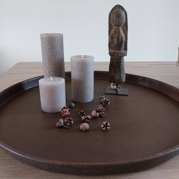 Tray / dienblad ijzer roestbruin dia 55 cm